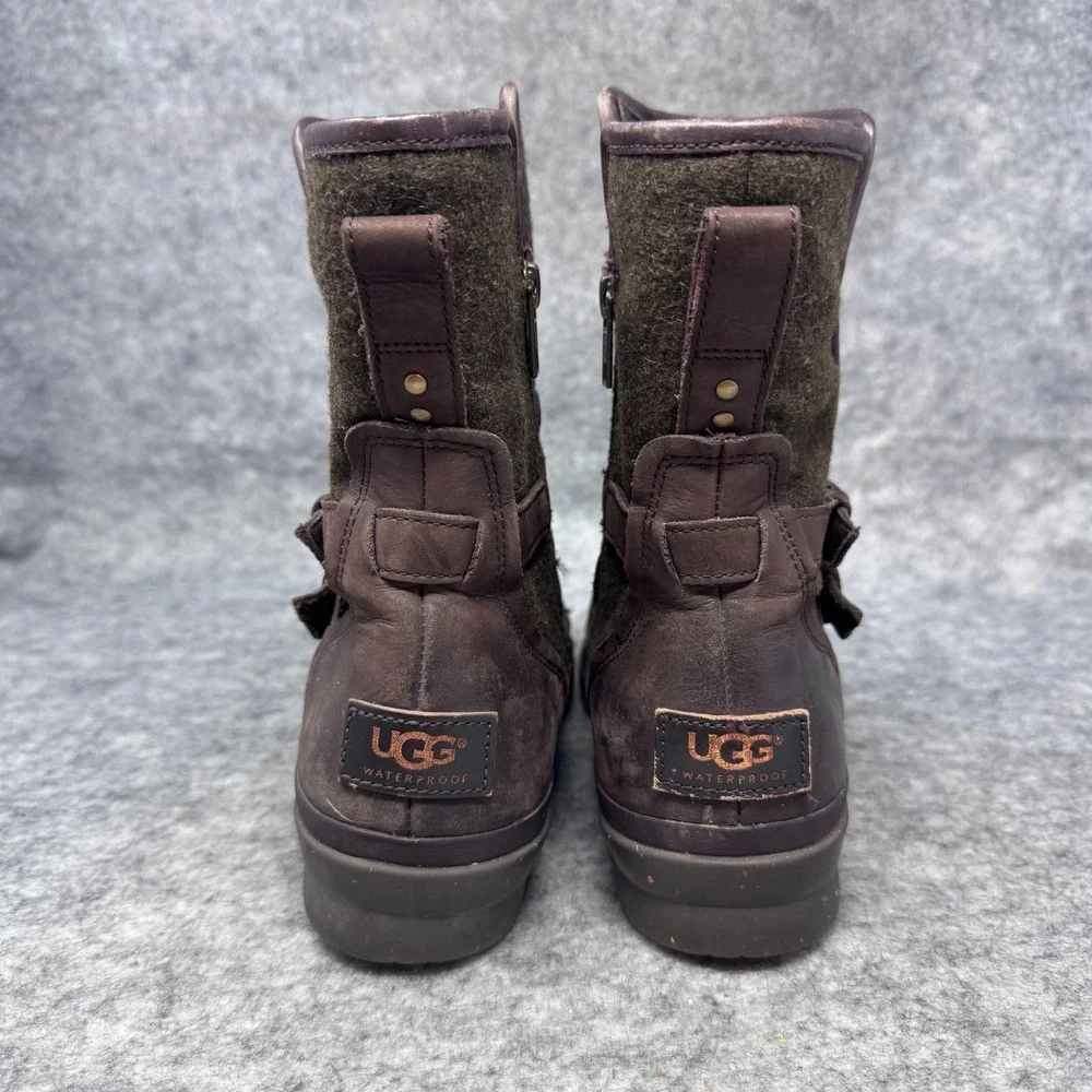 UGG Australia Simmens Leather Waterproof Boots Womens Sz 8 Brown Leather